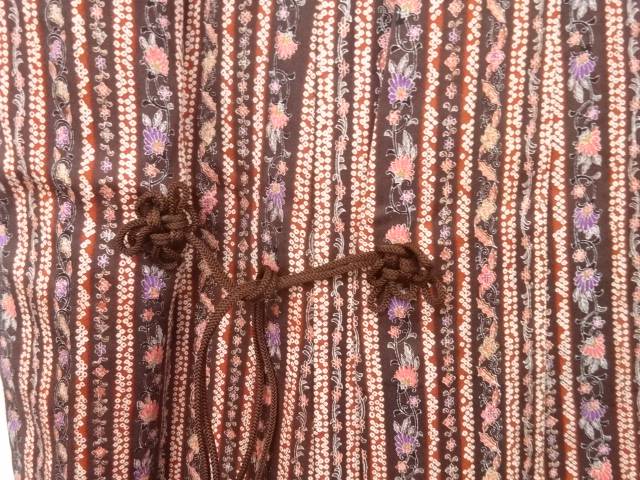 縞に花唐草模様道中着【中古】【着】【Pnt】