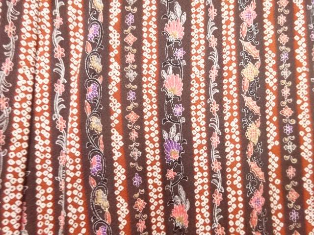 縞に花唐草模様道中着【中古】【着】【Pnt】