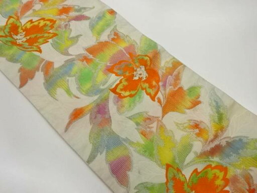 草花模様織出し名古屋帯【中古】【着】 草花模様織出し名古屋帯【中古】【着】