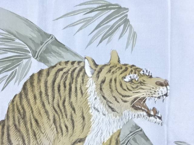 絞り竹笹に虎模様男物長襦袢【アンティーク】【中古】【着】