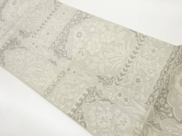 ふくれ織草花に花唐草模様織出し全通洒落袋帯【中古】【着】【sp_off】