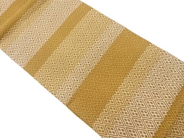 横段に菱模様織出し袋帯【中古】【着】