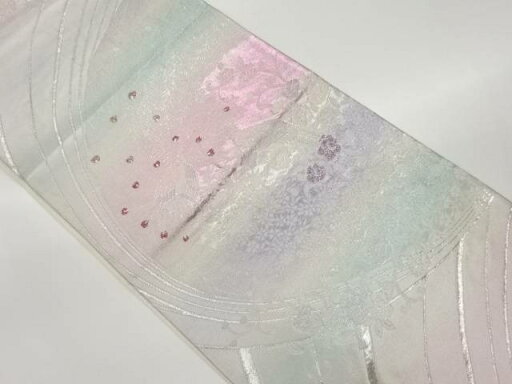 孔雀に花・花唐草模様織出し袋帯【中古】【着】 孔雀に花・花唐草模様織出し袋帯【中古】【着】