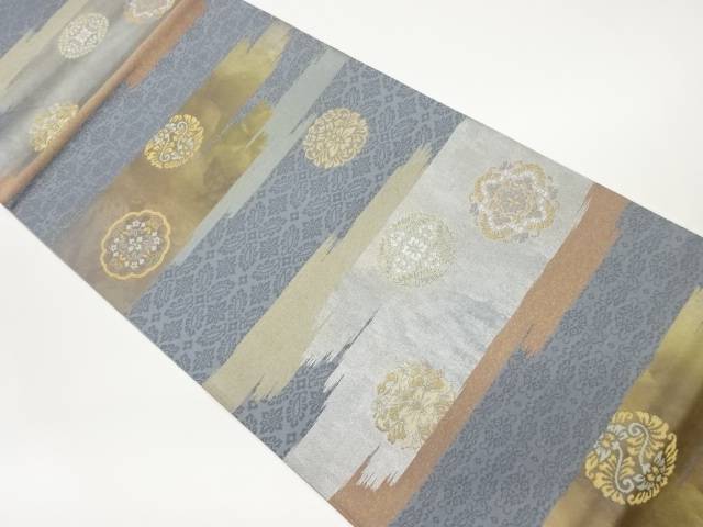 霞に変わり華紋・花唐草模様織出し袋帯【中古】【着】