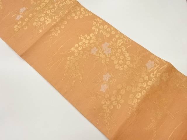 紗 秋草模様織出し袋帯【中古】【着】
