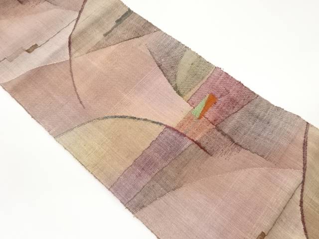 手織り紬抽象模様織出し名古屋帯【中古】【着】のサムネイル