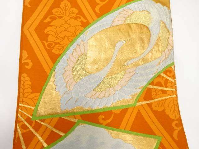 Kimono-Shinei 2号店の扇に鶴・笠松模様織り出し袋帯（着用可）【アンティーク】【中古】【着】｜アングル2
