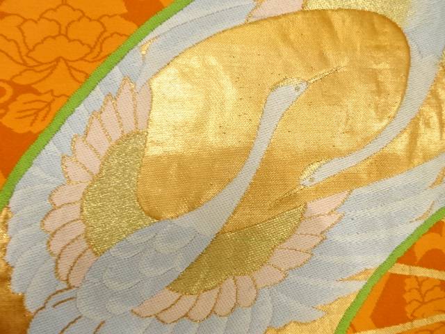 Kimono-Shinei 2号店の扇に鶴・笠松模様織り出し袋帯（着用可）【アンティーク】【中古】【着】｜アングル3