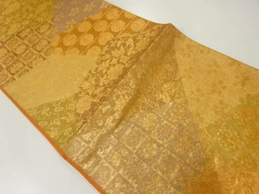 切り嵌め風花唐草模様織出し袋帯【中古】【着】 切り嵌め風花唐草模様織出し袋帯【中古】【着】