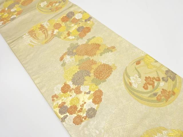 花丸紋織り出し　袋帯【中古】【着】