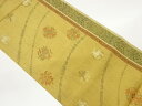 本場筑前博多縞に華紋・草花・鳥獣模様織出し名古屋帯【中古】【着】