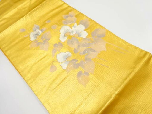 花模様 刺繍 名古屋帯【中古】【着】 花模様 刺繍 名古屋帯【中古】【着】