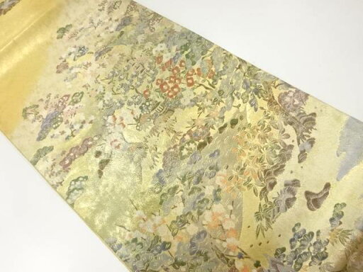 未使用品 庭園風景模様織出し袋帯【着】 未使用品 庭園風景模様織出し袋帯【着】