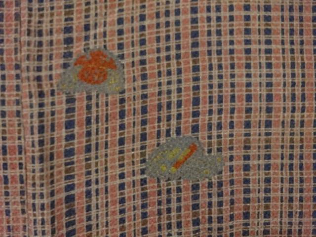 格子に宝尽くし模様羽織【中古】【着】
