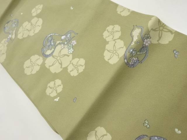 瓢箪に宝・桜模様名古屋帯【中古】【着】