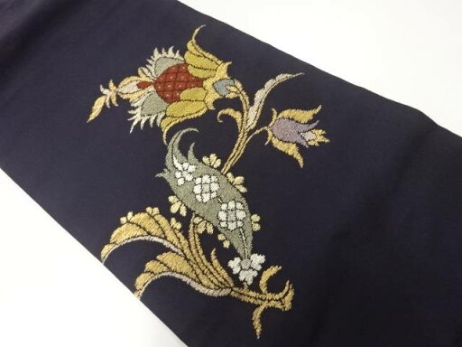 草花模様織出し名古屋帯【中古】【着】【Pnt】 草花模様織出し名古屋帯【中古】【着】【Pnt】