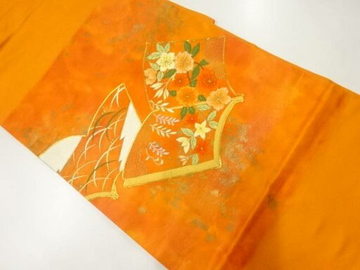 読本に八重桜模様刺繍名古屋帯【中古】【着】【Pnt】 読本に八重桜模様刺繍名古屋帯【中古】【着】【Pnt】