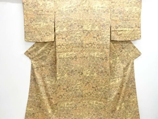 雲取りに花古典柄小紋着物【中古】【着】【Pnt】 雲取りに花古典柄小紋着物【中古】【着】【Pnt】
