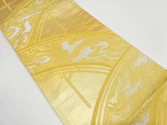 流水に橋模様織り出し袋帯（着用可）【アンティーク】【中古】【着】