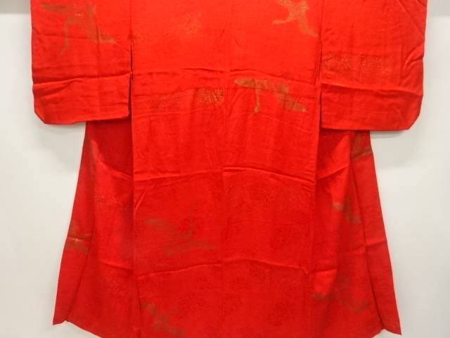 金砂子鶴にのり散らし模様長襦袢【アンティーク】【中古】【着】【Pnt】(4)