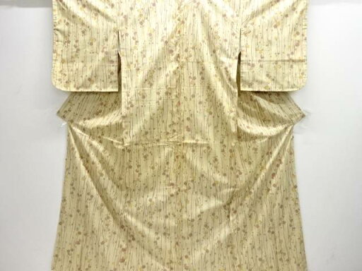 未使用品 枝梅模様織り出し西陣お召着物【着】 未使用品 枝梅模様織り出し西陣お召着物【着】