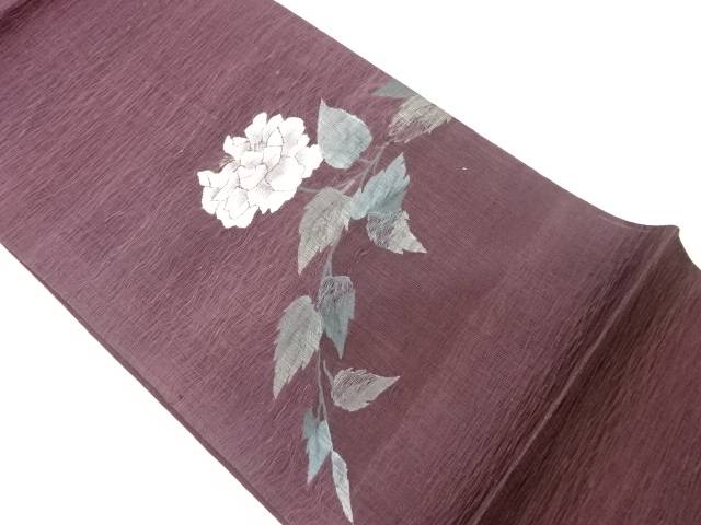 すくい織牡丹模様織出し夏用袋帯【中古】【着】