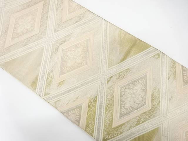 花菱模様織り出し袋帯（材料）【アンティーク】【中古】【着】