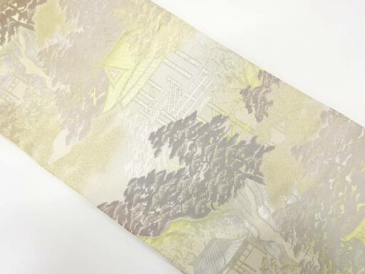 清水寺風景模様織り出し袋帯(材料)【アンティーク】【中古】【着】 清水寺風景模様織り出し袋帯(材料)【アンティーク】【中古】【着】