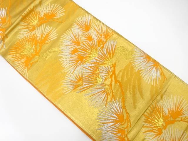 唐松模様織り出し袋帯（材料）【アンティーク】【中古】【着】