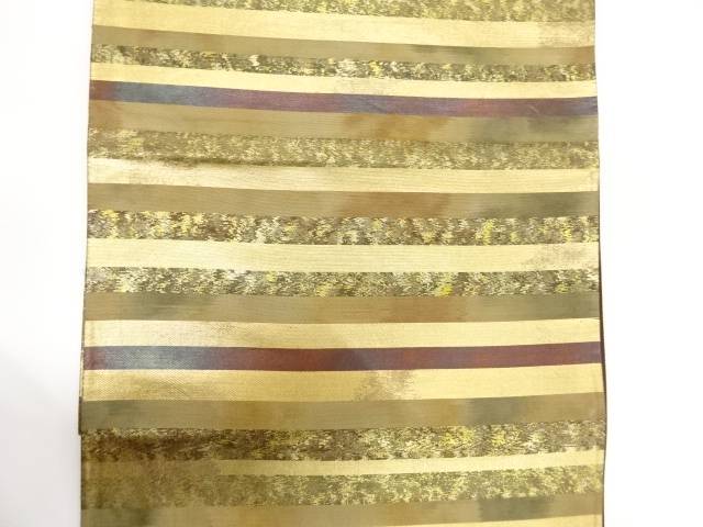 引箔横段模様織出し袋帯【中古】【着】
