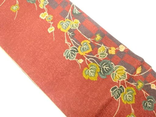 ふくれ織 蔦の葉模様 全通 袋帯【中古】【着】 ふくれ織 蔦の葉模様 全通 袋帯【中古】【着】