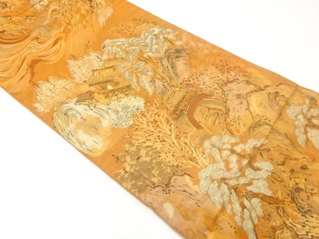 亀甲に花模様織出し袋帯【中古】【着】【Pnt】