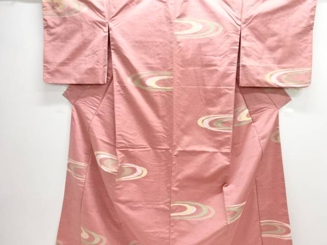 水輪模様織出し手織り紬着物【中古】【着】(4)