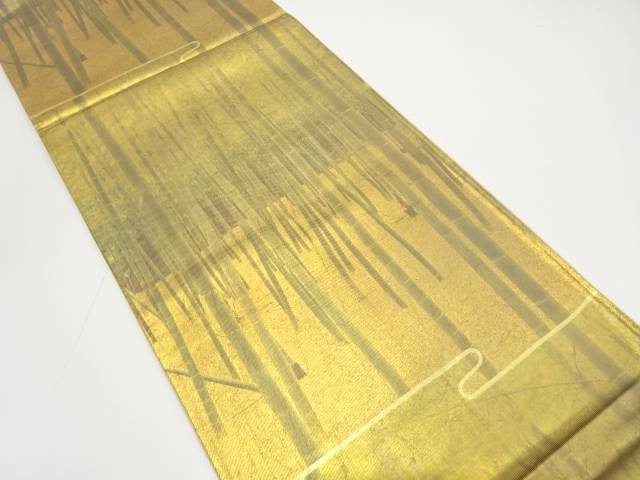 竹林風景模様袋帯（材料）【アンティーク】【中古】【着】