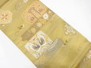 霞に向かい鳳凰・花模様織り出し袋帯【中古】【着】