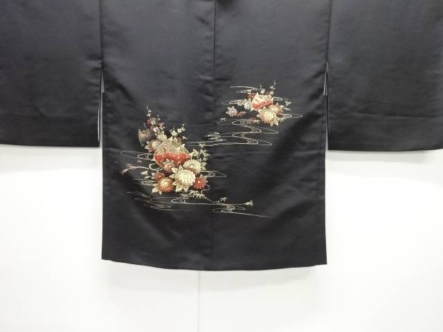 糸巻に菊模様織り出し絵羽織【中古】【着】【sp_off】