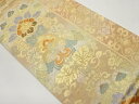 向かい鳥に花唐草模様織出し袋帯【中古】【着】