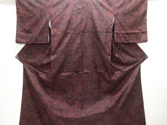 花模様織出し西陣お召着物【中古】【着】