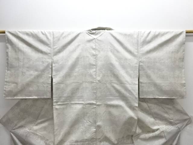 樹木模様織り出し本場白大島紬付け下げ着物【中古】【着】