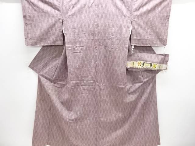 よろけ縞模様織出し手織り紬着物【アンティーク】【中古】【着】【Pnt】