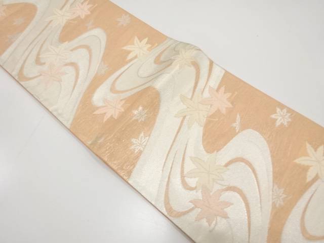 紗　竜田川模様織り出し袋帯（材料）【アンティーク】【中古】【着】