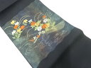 流水に秋草模様織り出し名古屋帯【中古】【着】