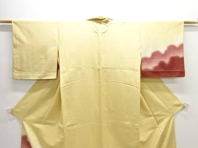 抽象模様手織り紬単衣着物【アンティーク】【中古】【着】