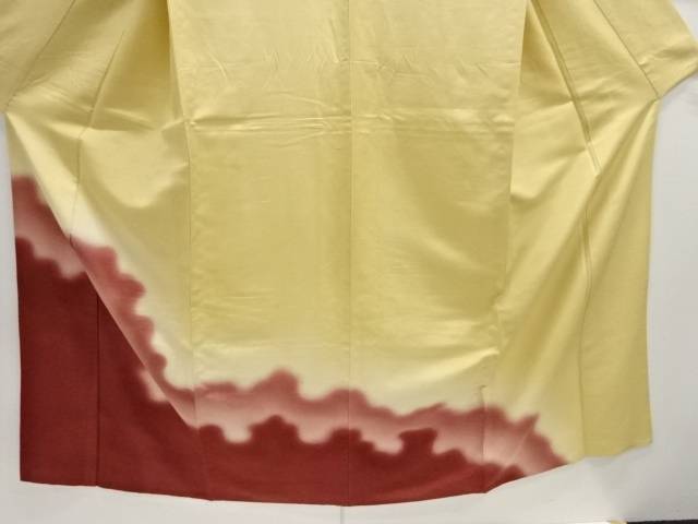 抽象模様手織り紬単衣着物【アンティーク】【中古】【着】