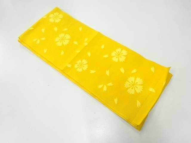 撫子模様織出し浴衣帯【中古】【着】