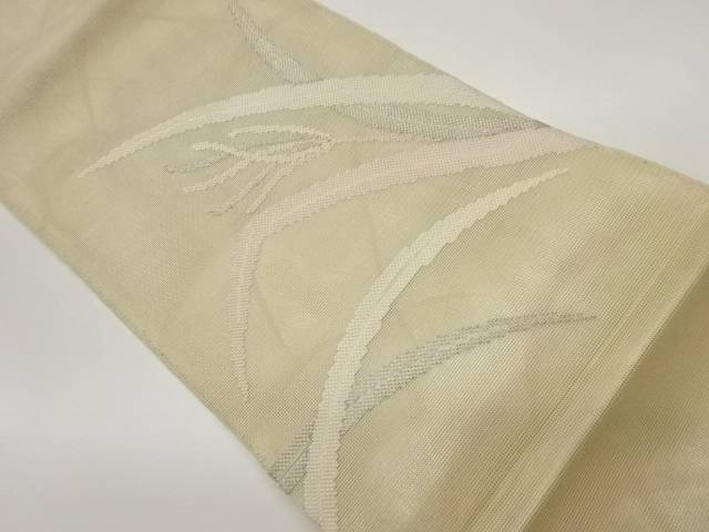 紗 植物に芝模様織出し袋帯【中古】【着】(4)
