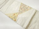 菱に向かい鳳凰・花々模様織出し袋帯【中古】【着】