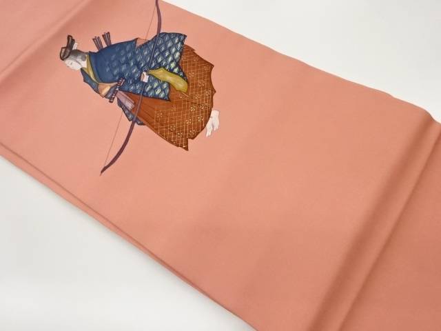 塩瀬手描き金銀彩人物模様名古屋帯【中古】【着】