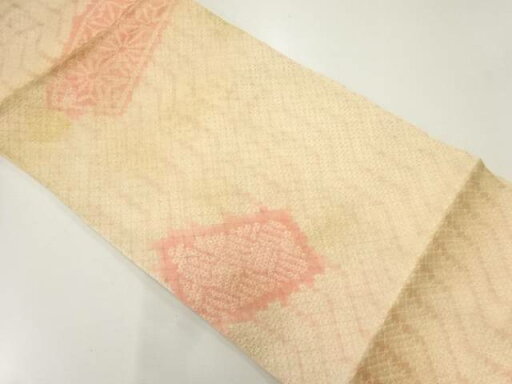 本総絞り変わり縞に花模様名古屋帯【アンティーク】【中古】【着】【Pnt】【sp_off】 本総絞り変わり縞に花模様名古屋帯【アンティーク】【中古】【着】【Pnt】【sp_off】