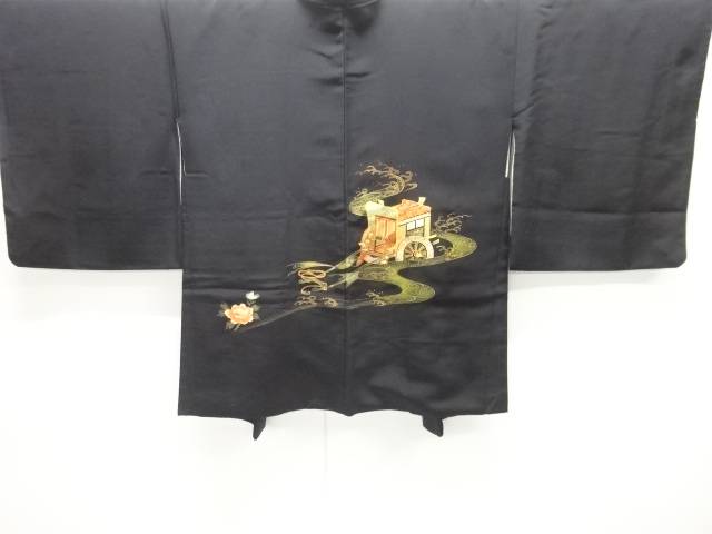 御所車模様絵羽織【中古】【着】